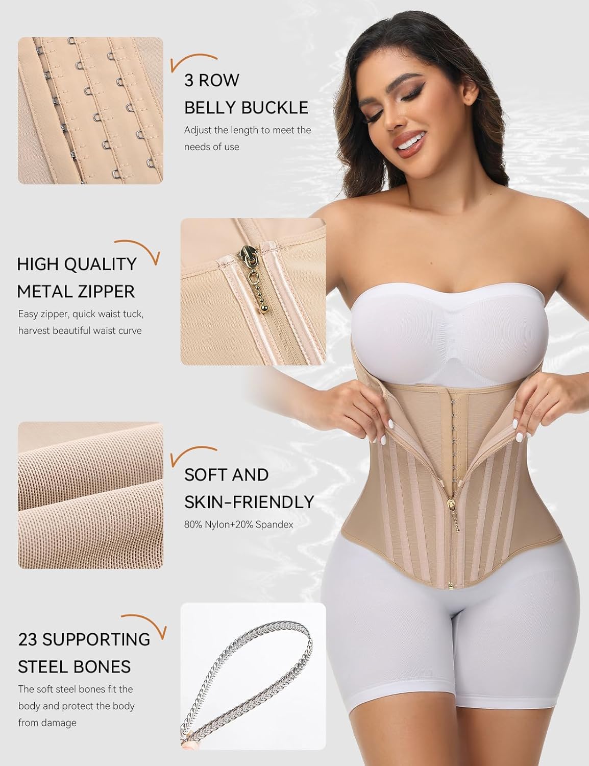 SHAPSHE Waist Trainer for Women Tummy Control Corset Sport Workout Body Shaper Postpartum Belly Band Gym