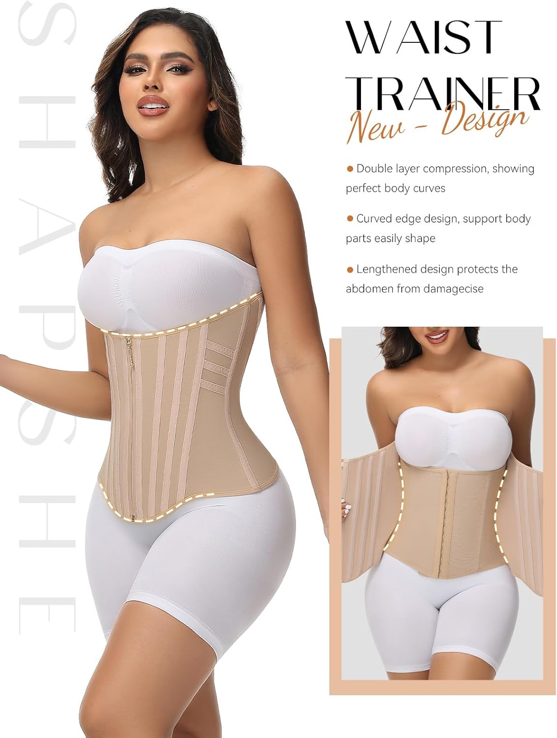 SHAPSHE Waist Trainer for Women Tummy Control Corset Sport Workout Body Shaper Postpartum Belly Band Gym
